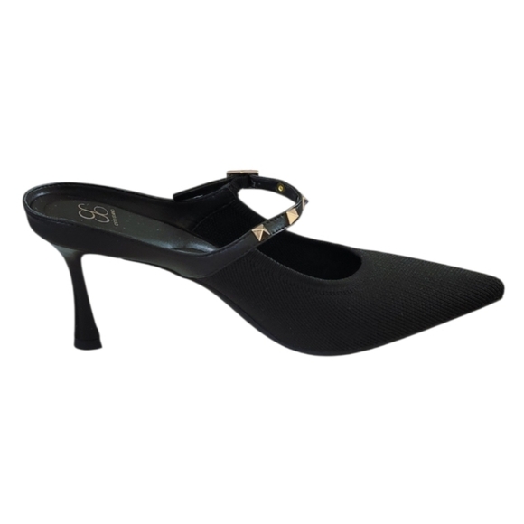 Cosy Island GraceLithe Black Studded Detail Pointed Toe Heeled Mules Size 8 - Picture 6 of 13